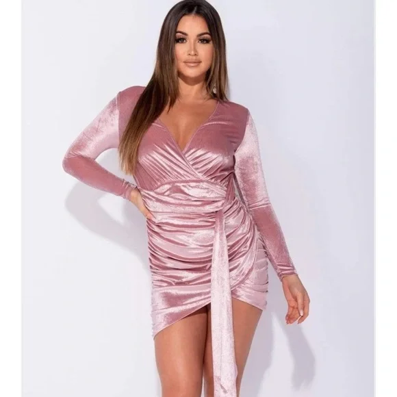 strapless open back dress Francisco Long Sleeve Mini Dress - Pink